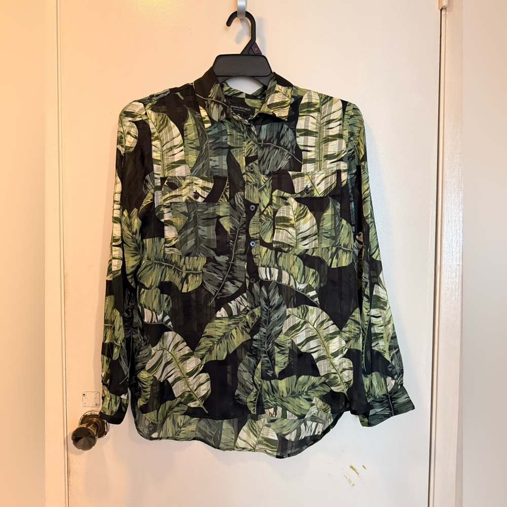 Banana Republic Multicolor Leaf Pattern Shirt - image 1